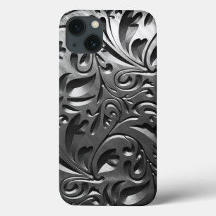 Case-Mate iPhone Case Argent métal gravé look abstrait gris acier