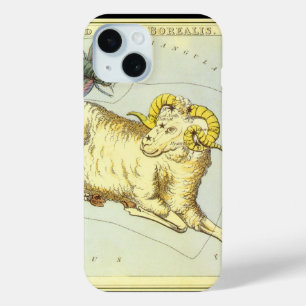 Coque Pour iPhone 15 Aries Ram, Constellation Vintage, Miroir d'Uranie