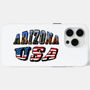 Coque iPhone 15 Pro Max Arizona Picture et USA Flag Text