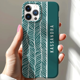 Coque Pour iPhone 15 Arlequin Vert Et Blanc Nom Personnalisé