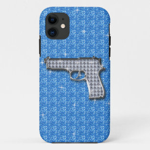 Etui iPhone Case-Mate Arme à feu bleue de parties scintillantes de Blin