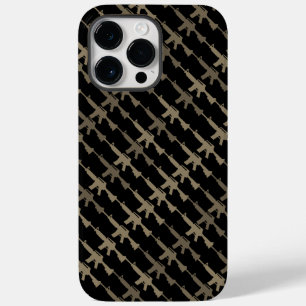 Coque Pour Pour iPhone 14 Pro Max Arme de style militaire Camouflage GI Fusil Black 