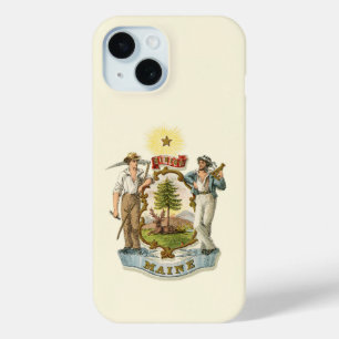 Coque Pour iPhone 15 Armoiries de l'État du Maine (années 1870 vintages