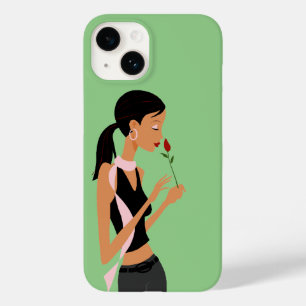 Coque Pour iPhone 14 Arrêtez et sentez l'étui téléphonique Rose