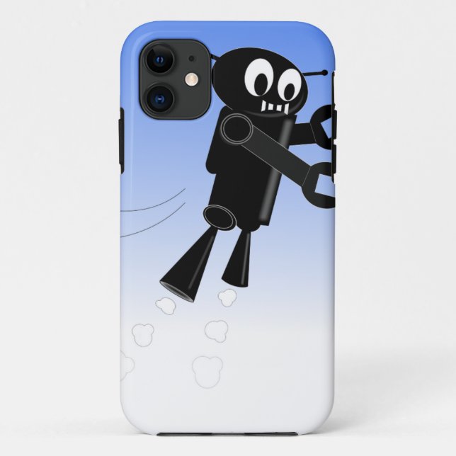 Coques Case-Mate iPhone Arrière - plan Black Flying Robot Blue Sky (Dos)