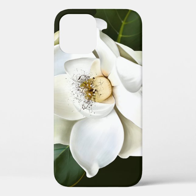 Coques Case-Mate iPhone Arrière - plan blanc Magnolia Closeup Vert (Verso)