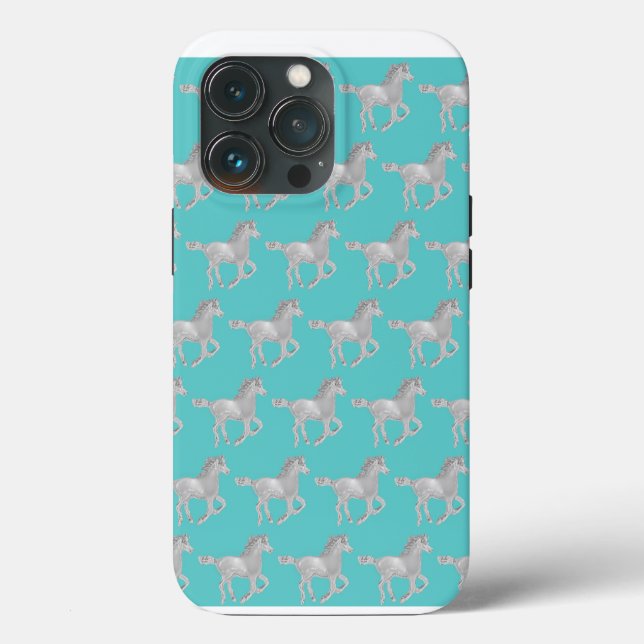 Coques Case-Mate iPhone Arrière - plan Chrome Horse Aqua (Verso)