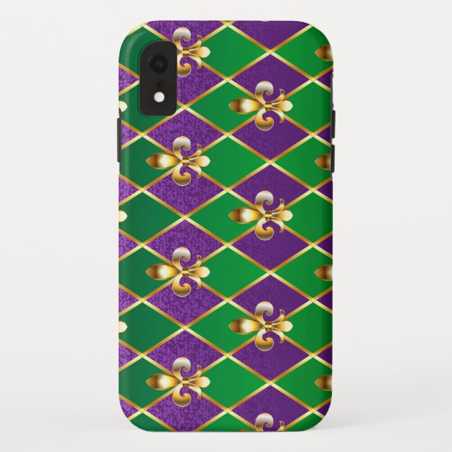 Coques Case-Mate iPhone Arrière - plan de bijoux Mardi Gras (Dos)