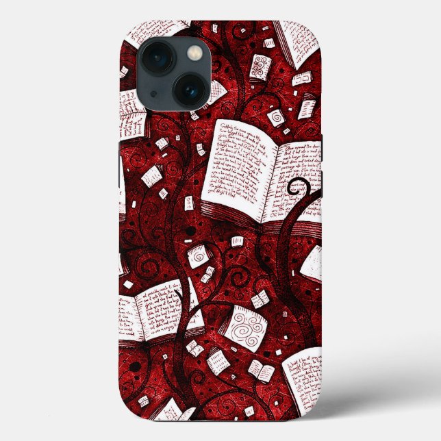 Coques Case-Mate iPhone Arrière - plan de livres rouges (Verso)