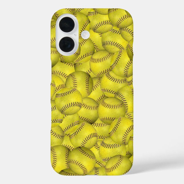 Coques Case-Mate iPhone Arrière - plan de softball jaune (Verso)