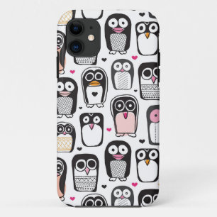 Coque iPhone 11 arrière - plan d'illustration d'oiseau de pingouin