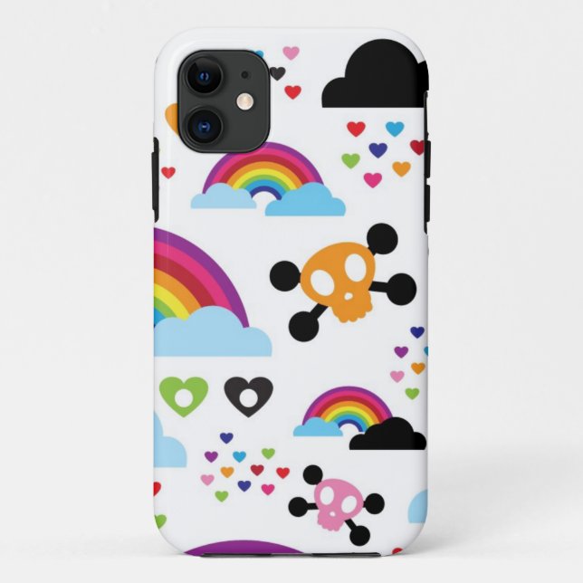 Coques Case-Mate iPhone arrière - plan du crâne arc-en-ciel d'adolescents (Dos)