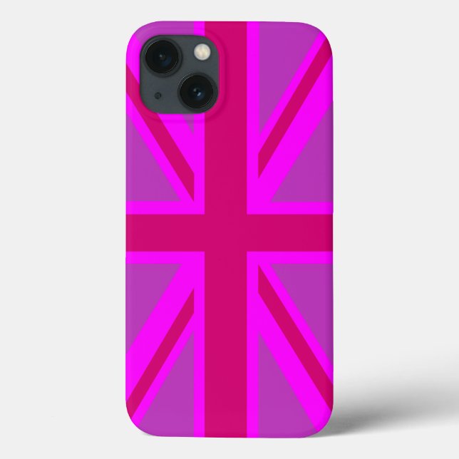 Coques Case-Mate iPhone Arrière - plan du drapeau britannique Hot Pink Fus (Verso)