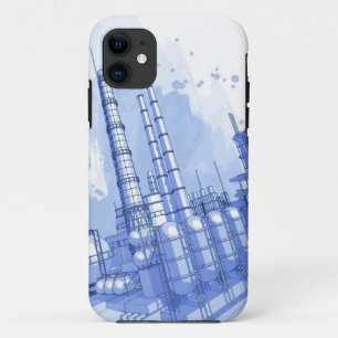 Etui iPhone Case-Mate Arrière - plan d'usine chimique et d'aquarelle