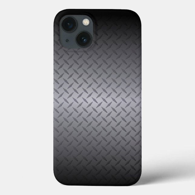 Coques Case-Mate iPhone Arrière - plan en acier Diamondplate noir à gris (Verso)
