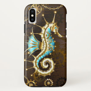 Case-Mate iPhone Case Arrière - plan en bois avec cheval de mer mécaniqu
