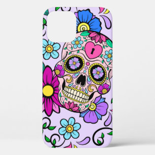 Case-Mate iPhone Case Arrière - plan festif avec crâne de sucre, coeur e