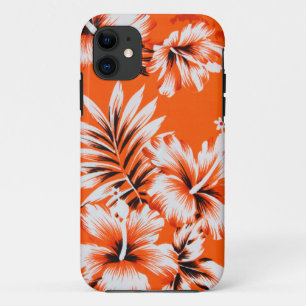Coque iPhone 11 Arrière - plan hawaïen de fleur de ketmie