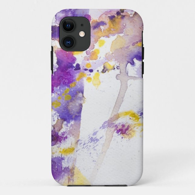 Coques Case-Mate iPhone arrière - plan jaune et pourpre d'aquarelle (Dos)