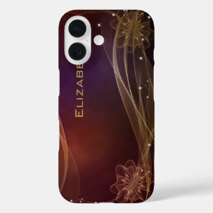 Coques iPhone 16 Arrière - plan Maroon fantaisie avec accents Wispy