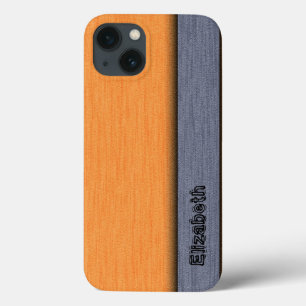 iPhone 13 Coque Arrière - plan moderne orange et gris