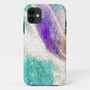 Coque iPhone 11 Arrière - plan mural de crack gris violet et bleu