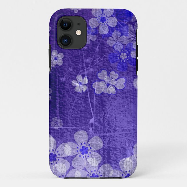 Coques Case-Mate iPhone Arrière - plan mural moderne à fleurs violettes (Dos)