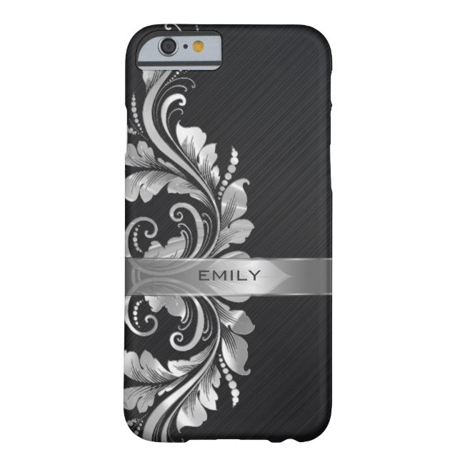Coques Case-Mate iPhone Arrière - plan noir argent métallique (Dos)
