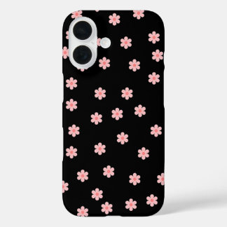 Coque Pour iPhone 16 Arrière - plan noir avec fleurs