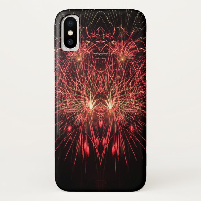 Coques Case-Mate iPhone Arrière - plan noir Red Fireworks (Dos)