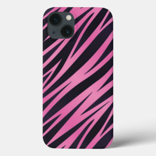 iPhone 13 Case Arrière - plan rose de rayure de zèbre