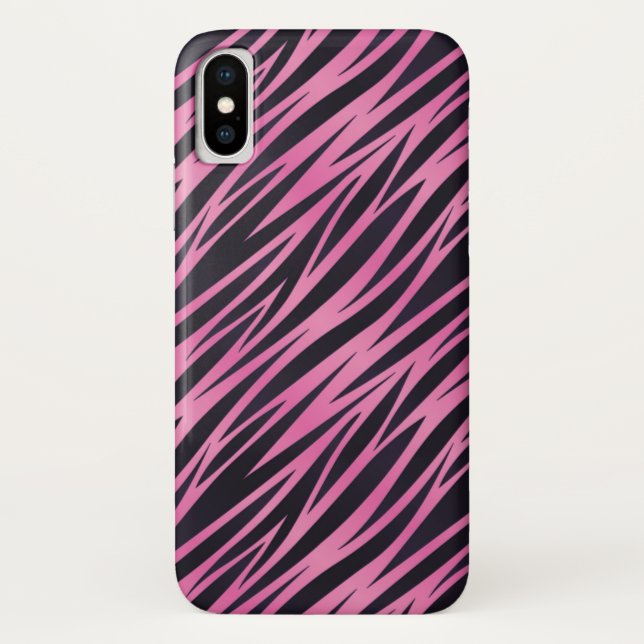 Coques Case-Mate iPhone Arrière - plan rose de rayure de zèbre (Dos)
