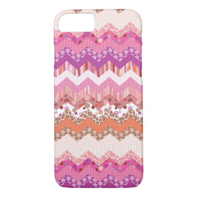 Coques Case-Mate iPhone Arrière - plan rose de zigzag (Dos)