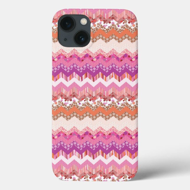 Coques Case-Mate iPhone Arrière - plan rose de zigzag (Verso)