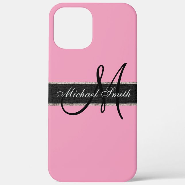 Coques Case-Mate iPhone Arrière - plan rose Monogram Amaranth (Verso)