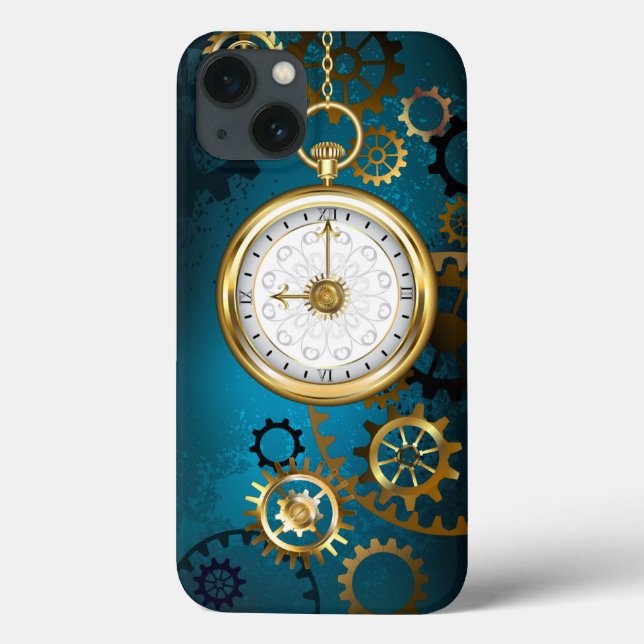 Coques Case-Mate iPhone Arrière - plan turquoise à vapeur avec engrenages (Verso)