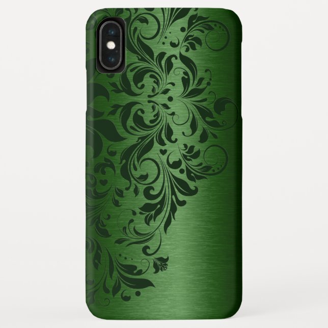 Coques Case-Mate iPhone Arrière - plan vert métallique avec dentelle vert  (Dos)