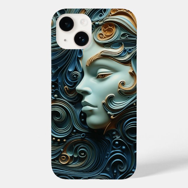 Coques Case-Mate iPhone Art 3D de la femme Lune (Verso)