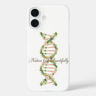 Coque Pour iPhone 16 Art à l'aquarelle de l'hélice d'ADN floral