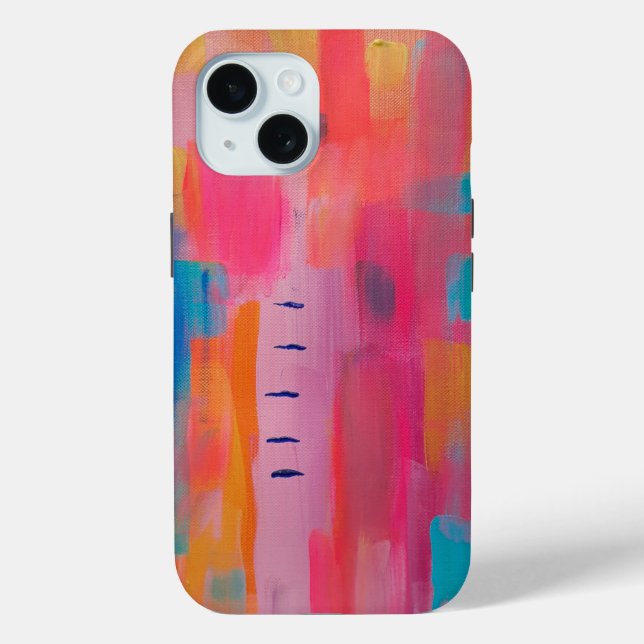 Coques Case-Mate iPhone Art Abstrait audacieux en rose et bleu (Verso)