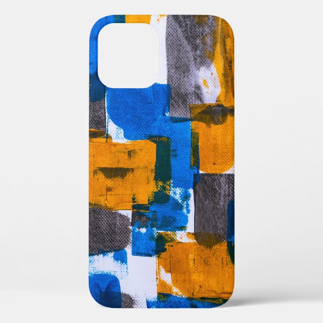 Coques Case-Mate iPhone Art abstrait bleu, orange et gris (Verso)