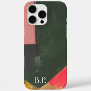 Coques iPhone 16 Pro Max Art abstrait coloré Monogramme Nom personnalisé