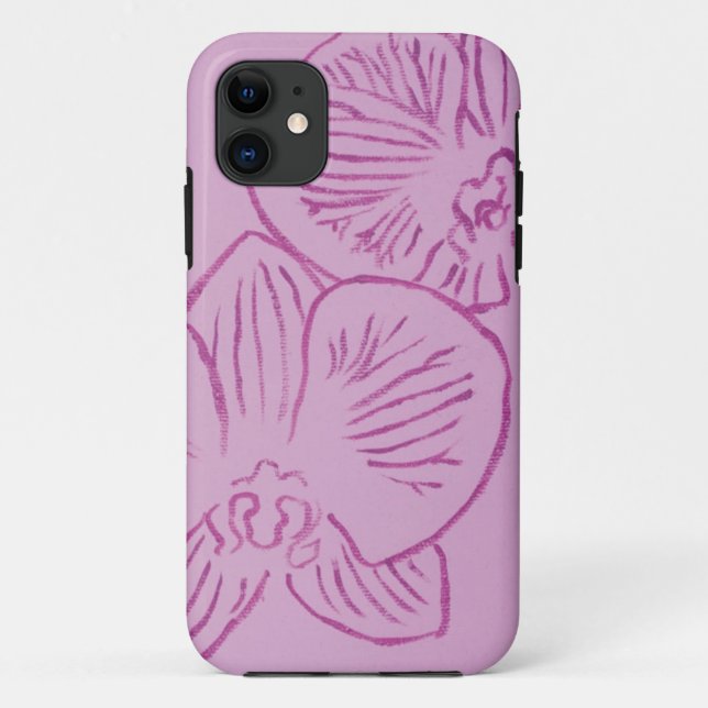 Coques Case-Mate iPhone Art abstrait d'orchidée pourpre (Dos)