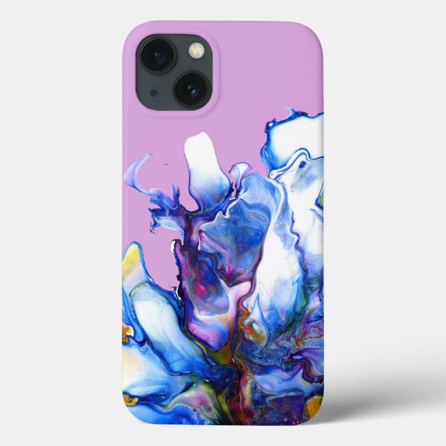 Coques Case-Mate iPhone Art Abstrait Fluide Vibrant en bleu + violet (Verso)