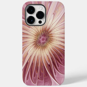 Coque Pour Pour iPhone 14 Pro Max Art Abstrait Fractal Fleur & Tons de Bourgogne