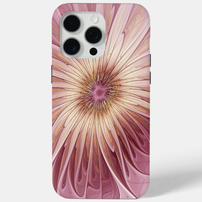 Coques Case-Mate iPhone Art Abstrait Fractal Fleur & Tons de Bourgogne (Verso)