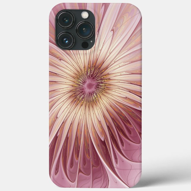 Coques Case-Mate iPhone Art Abstrait Fractal Fleur & Tons de Bourgogne (Verso)