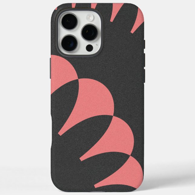 Coques Case-Mate iPhone Art Abstrait Fractal rose et noir (Verso)