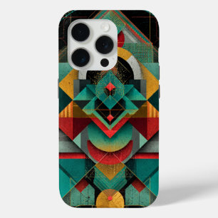 Coque iPhone 15 Pro Art Abstrait Géométrique – Grille Céleste