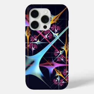 Coque iPhone 15 Pro Art abstrait moderne floral rose motif de couleur